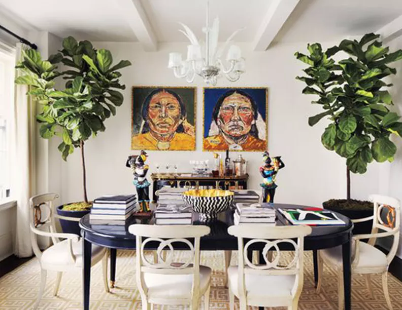 餐廳里的小提琴葉蕨地板植物