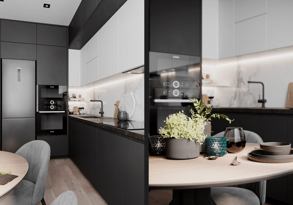 如何平衡灰色和深藍色內飾-此間設計