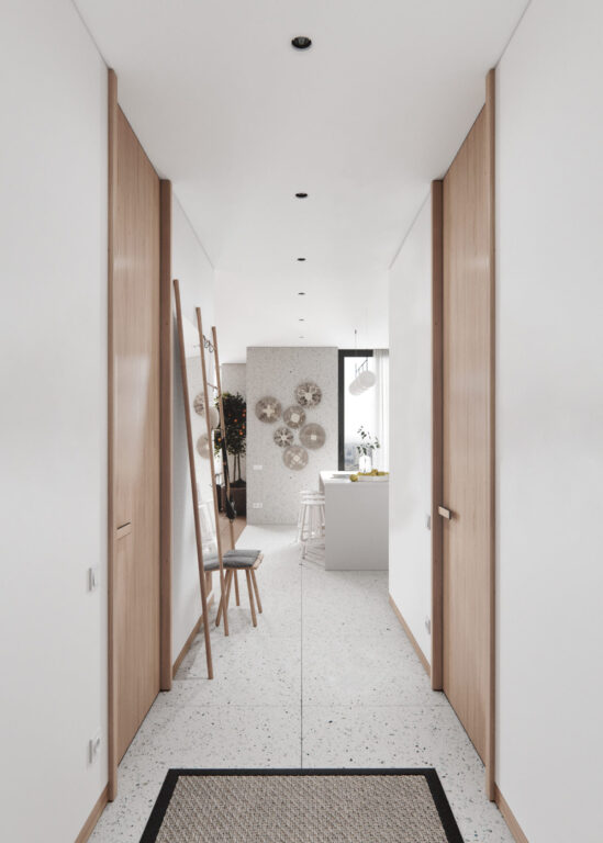 100平米暖色調現(xiàn)代風裝修設計案例-此間設計