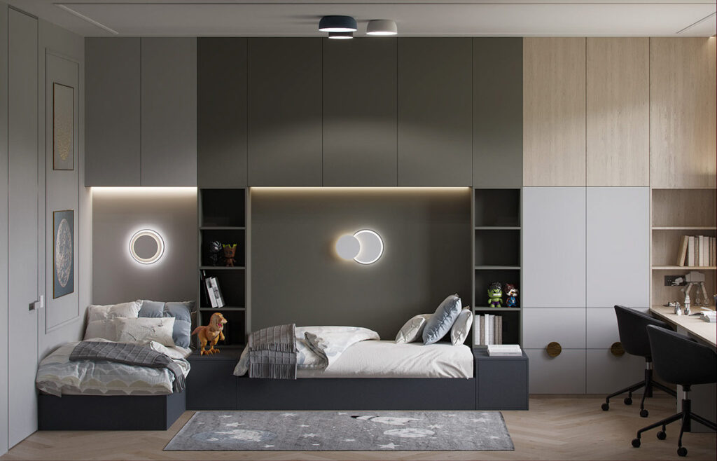 灰色和藍色搭配的碰撞-此間設計