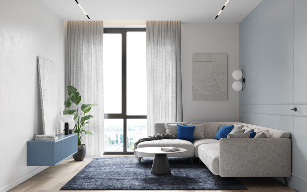 藍色系提升情緒的室內裝修方案-此間設計