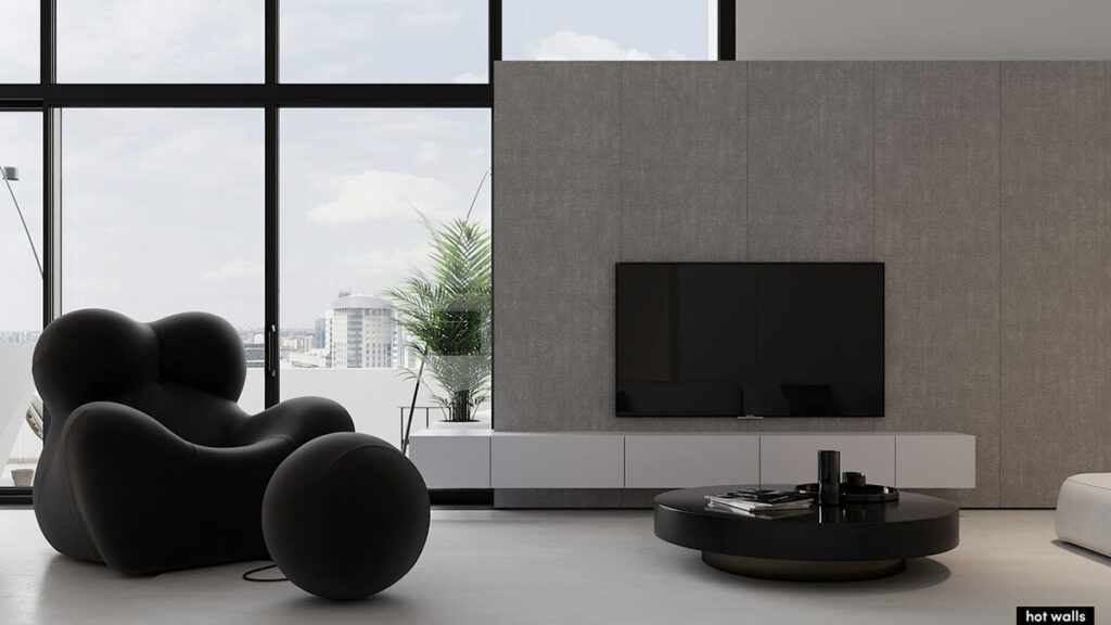 純凈的黑白灰室內裝修案例一-此間設計