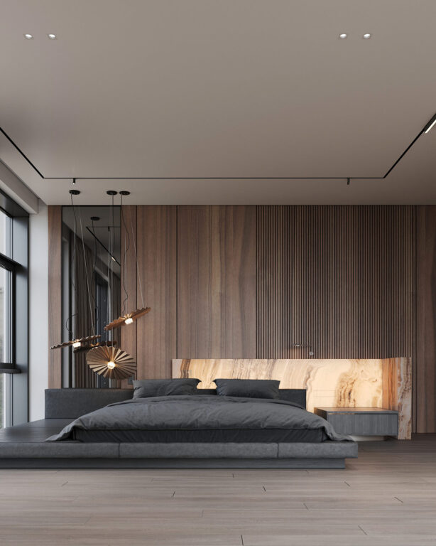 豪華的暖色調復式樓室內裝修案例