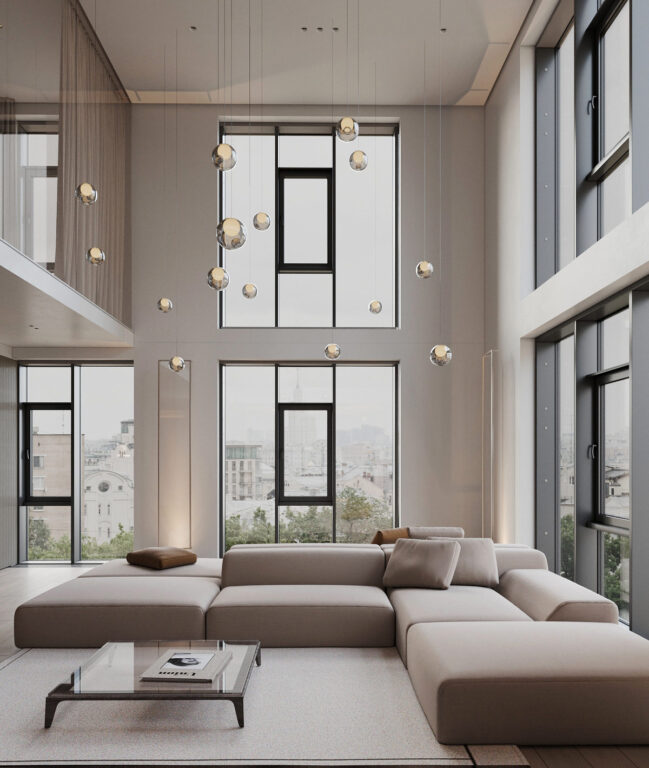 豪華的暖色調(diào)復(fù)式樓室內(nèi)裝修案例-此間設(shè)計