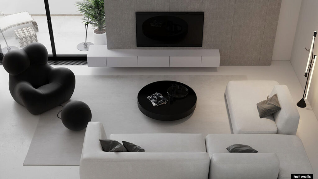 純凈的黑白灰室內裝修案例一-此間設計