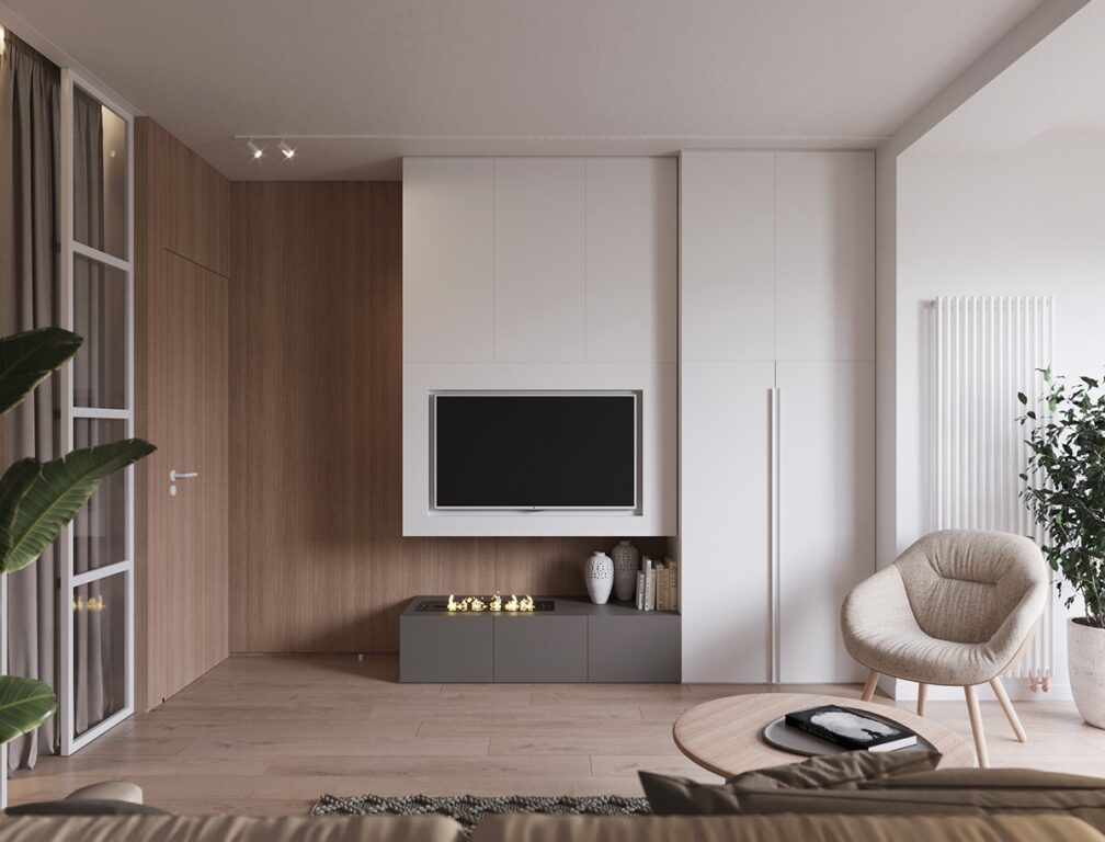 昆明小戶型裝修原木紋搭配-此間設計