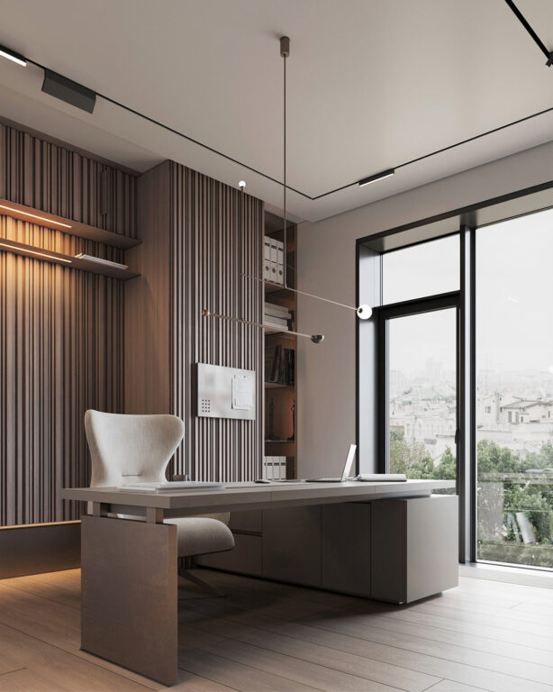 豪華的暖色調(diào)復(fù)式樓室內(nèi)裝修案例-此間設(shè)計