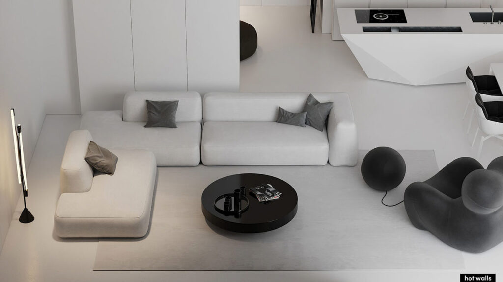 純凈的黑白灰室內裝修案例一-此間設計