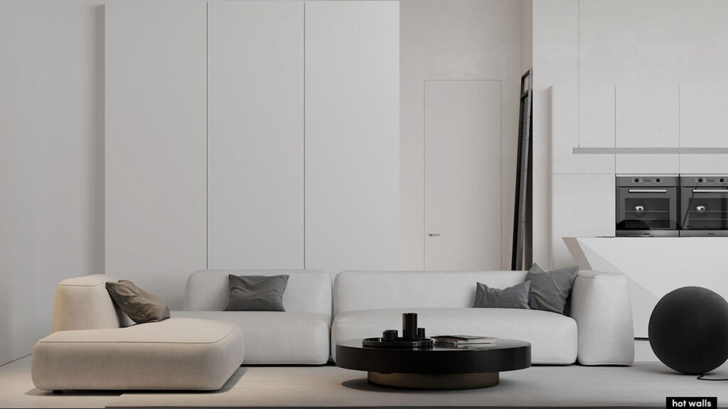 純凈的黑白灰室內裝修案例一-此間設計