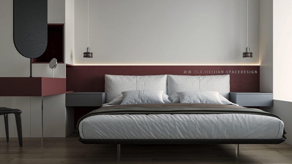 懸浮床_床頭柜_吊線燈